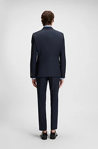 Slim-fit suit micro-patterned wool