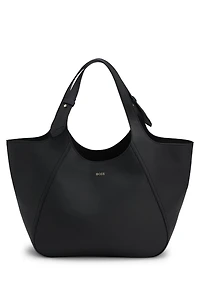 Logo-lettering tote bag in grained leather