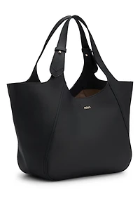 Logo-lettering tote bag in grained leather