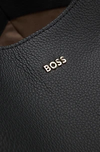 Logo-lettering tote bag in grained leather