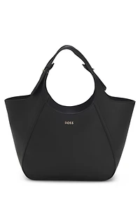 Logo-lettering tote bag in grained leather