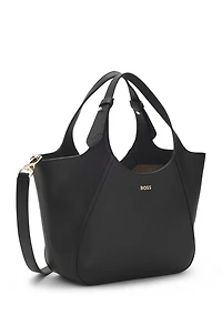 Logo-lettering tote bag in grained leather