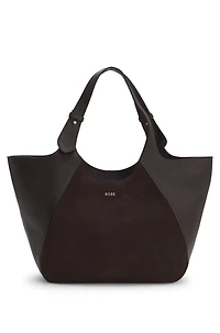 Tote bag in leather and suede