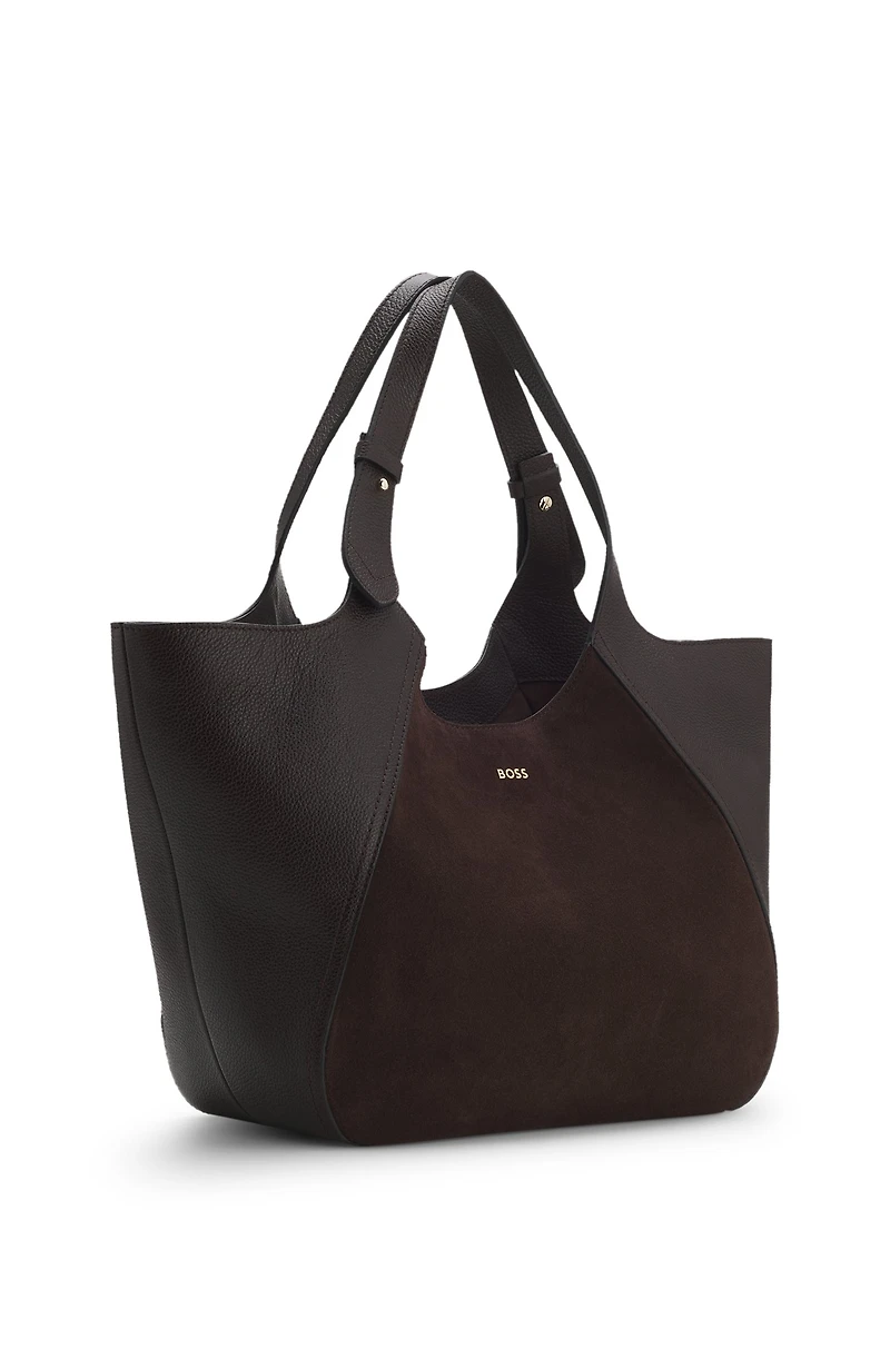 Tote bag in leather and suede
