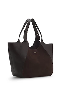 Tote bag in leather and suede