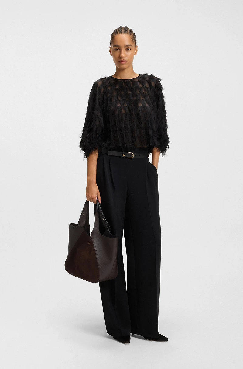 Tote bag in leather and suede