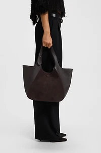 Tote bag in leather and suede