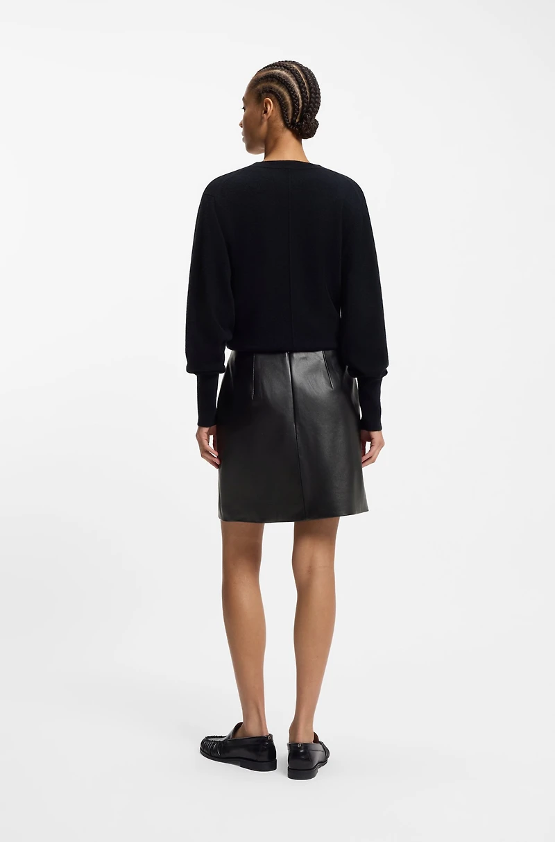 Nappa-leather skirt with front seam