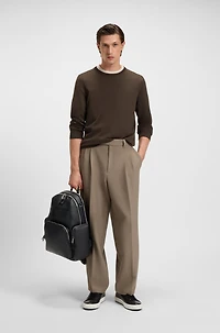 Italian-leather backpack with zipped side pockets