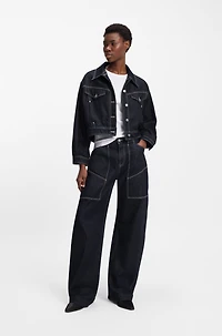 Regular-fit trucker jacket rinse-washed denim