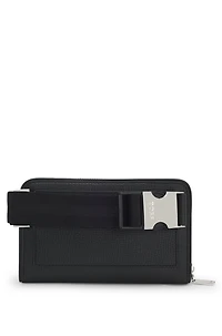 Leather belt bag with grained and plain finishes