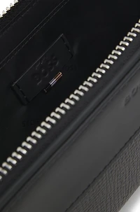 Leather belt bag with grained and plain finishes