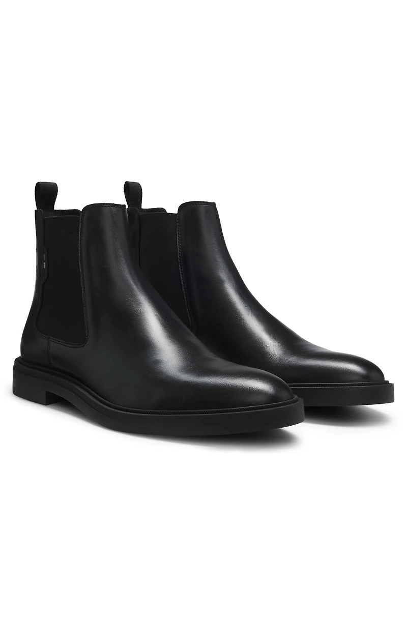 Leather Chelsea boots with signature-stripe detail