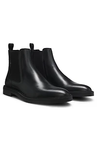 Leather Chelsea boots with signature-stripe detail