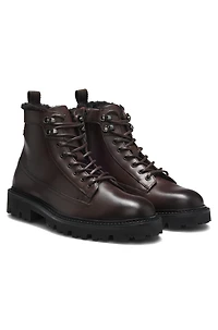 Leather half boots with faux-fur lining