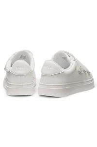 Leather trainers with suede trims