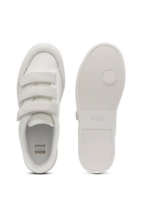 Leather trainers with suede trims