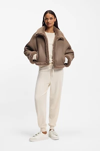 Leather trainers with suede trims