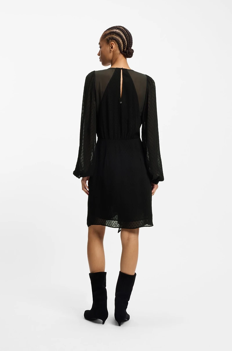 Drape-detail dress with polka dots