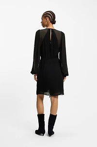 Drape-detail dress with polka dots