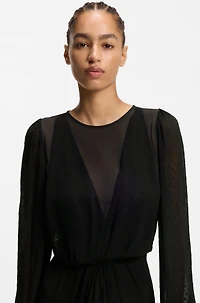 Drape-detail dress with polka dots