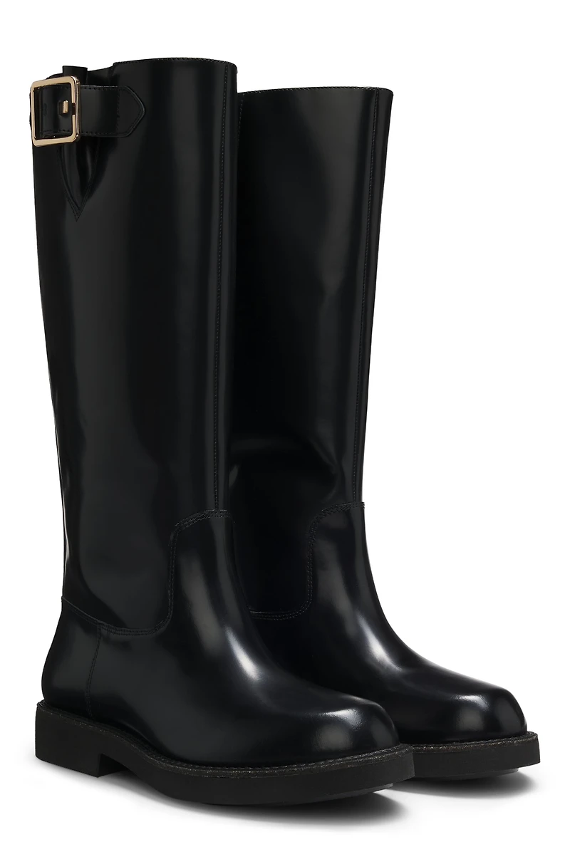 Knee boots brush-off leather