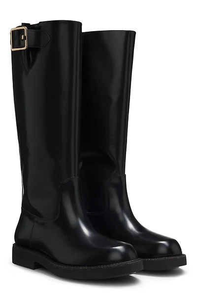 Knee boots brush-off leather