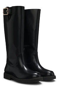 Knee boots brush-off leather