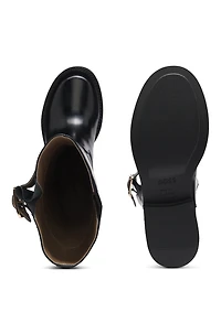 Knee boots brush-off leather