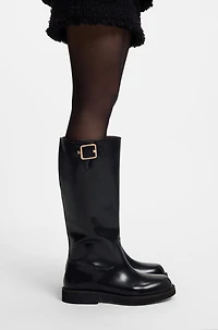 Knee boots brush-off leather