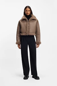 Leather boots with faux-fur trim