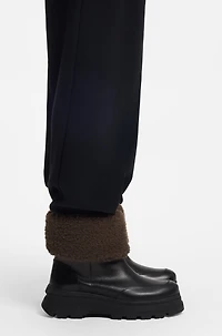 Leather boots with faux-fur trim