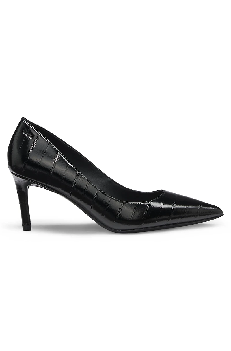 Textured-leather pumps with 7cm heel