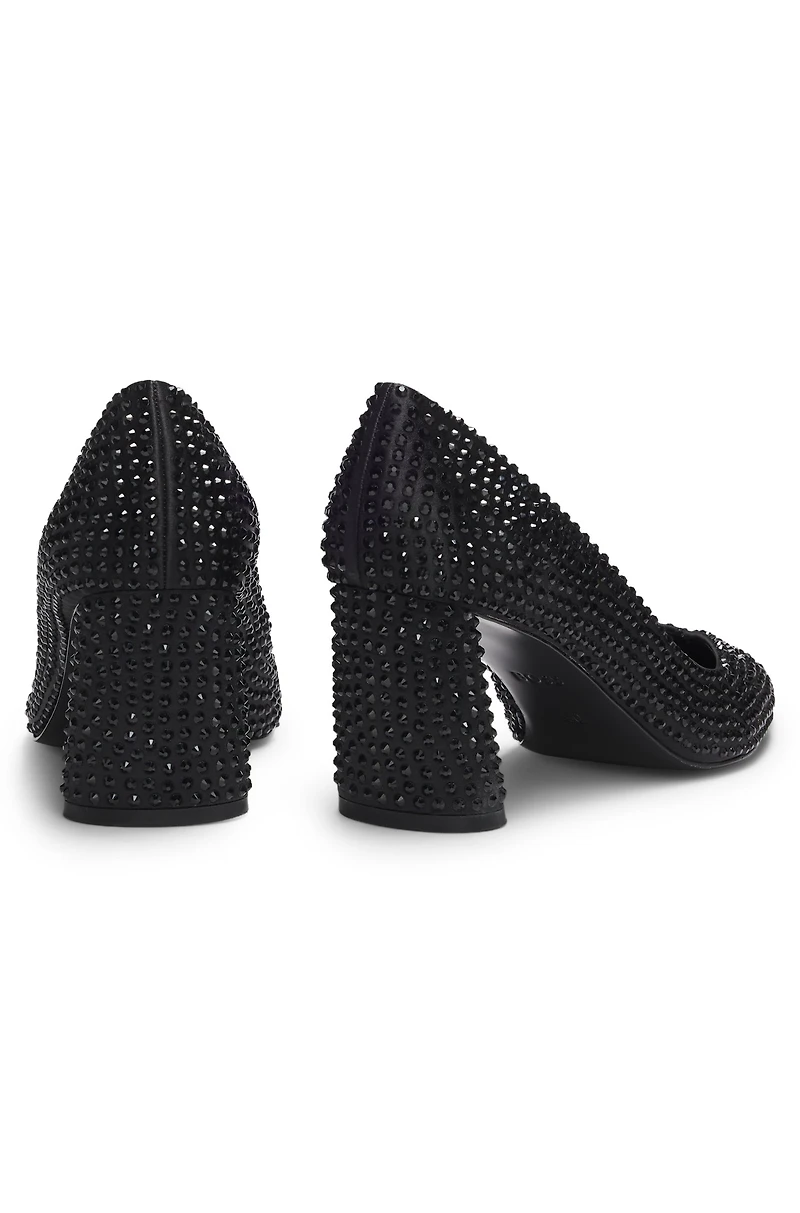 Rhinestone pumps satin with 7cm heel