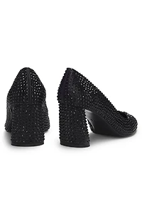 Rhinestone pumps satin with 7cm heel