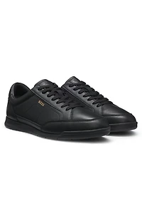 Embossed-logo trainers leather