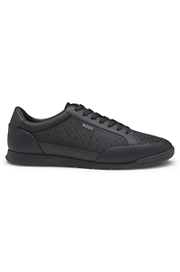 Leather-trim trainers with monogram jacquard