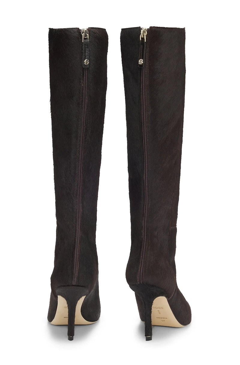Knee boots pony-hair leather