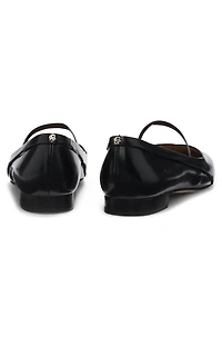 Strap-detail ballerina pumps polished leather