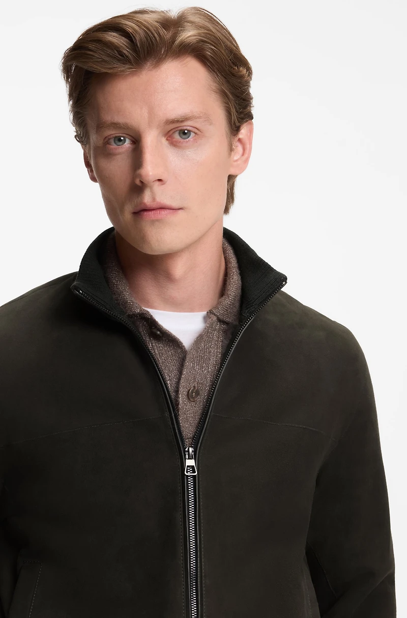 BECKHAM x BOSS fur jacket with two-way zip