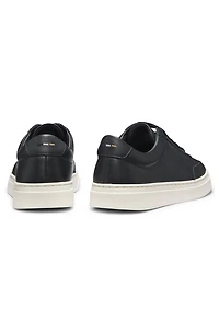 Leather trainers with contrast rubber outsole