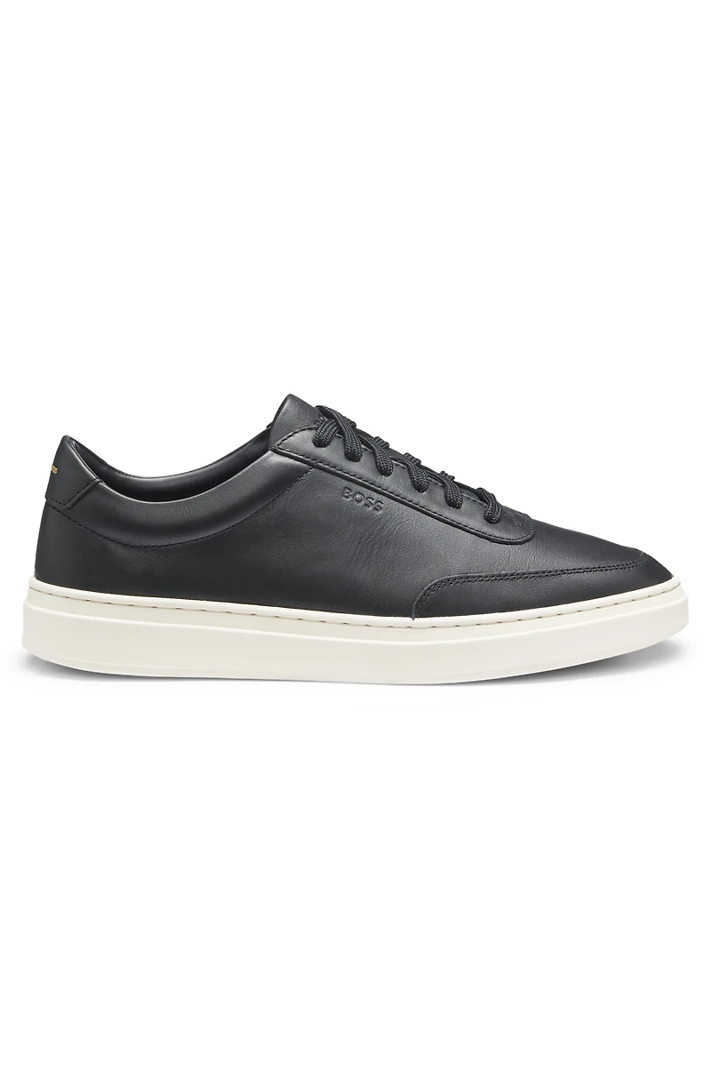 Leather trainers with contrast rubber outsole