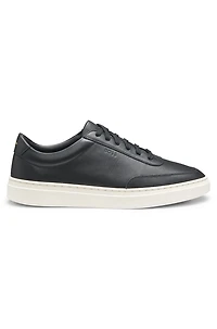 Leather trainers with contrast rubber outsole