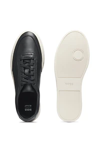 Leather trainers with contrast rubber outsole