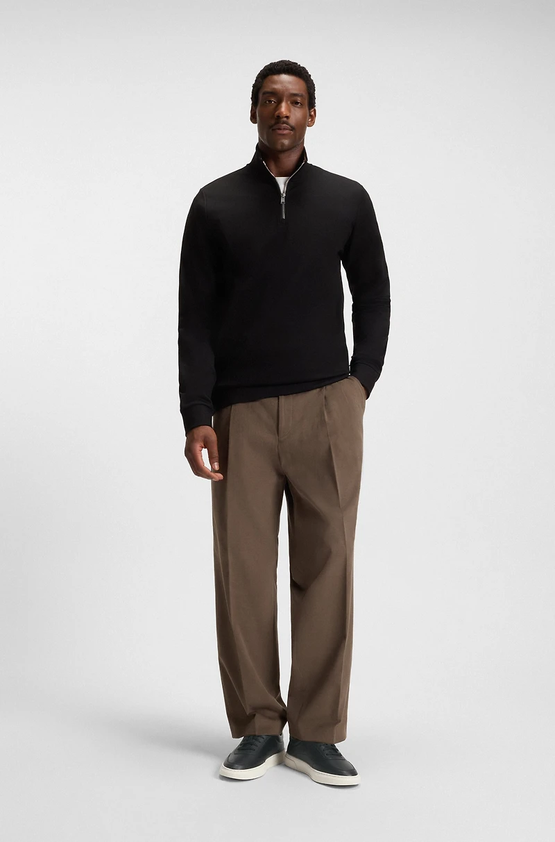 Leather trainers with contrast rubber outsole