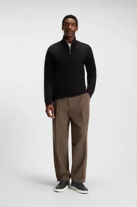 Leather trainers with contrast rubber outsole