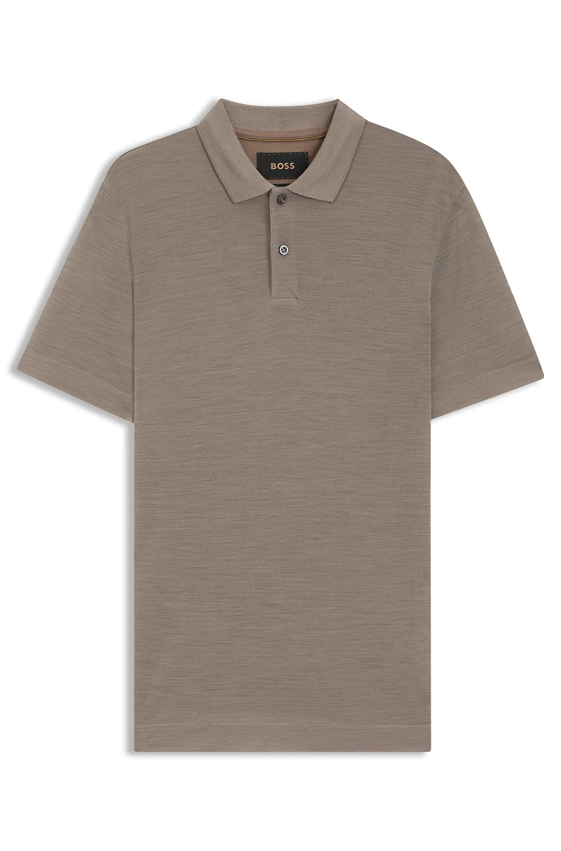 Silk-wool polo shirt with mother-of-pearl buttons