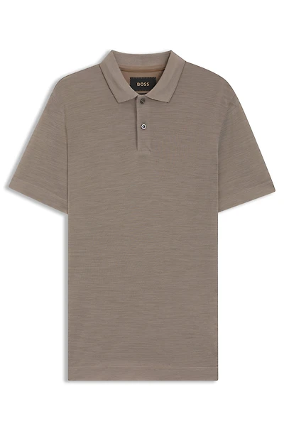 Silk-wool polo shirt with mother-of-pearl buttons