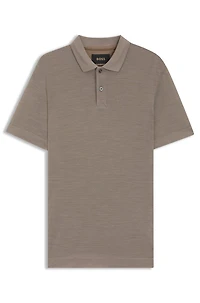 Silk-wool polo shirt with mother-of-pearl buttons
