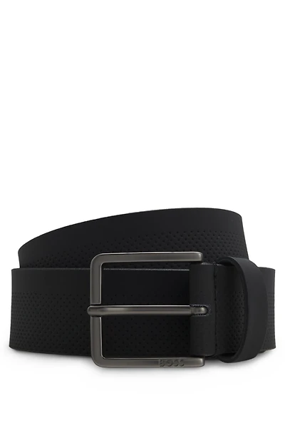 Perforated-pattern belt Italian leather